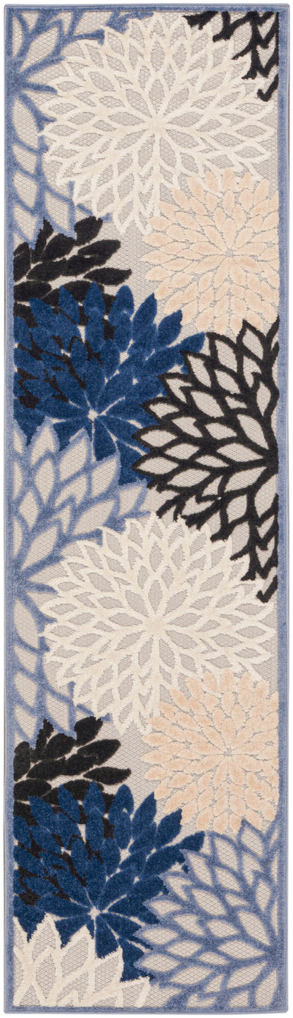 Nourison Home Aloha ALH05 Blue Multicolor Contemporary Power-loomed Rugs