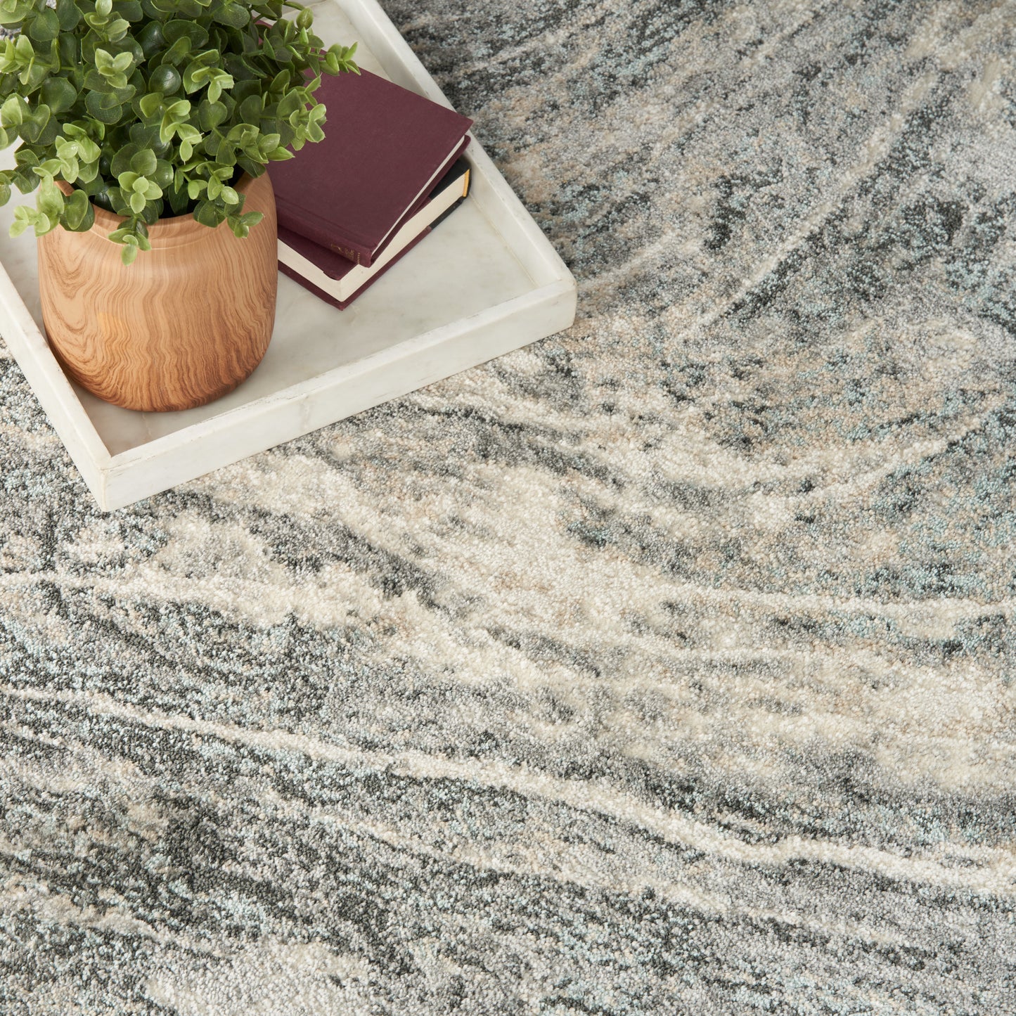 Nourison Home Marmara  Charcoal Ivory  Contemporary