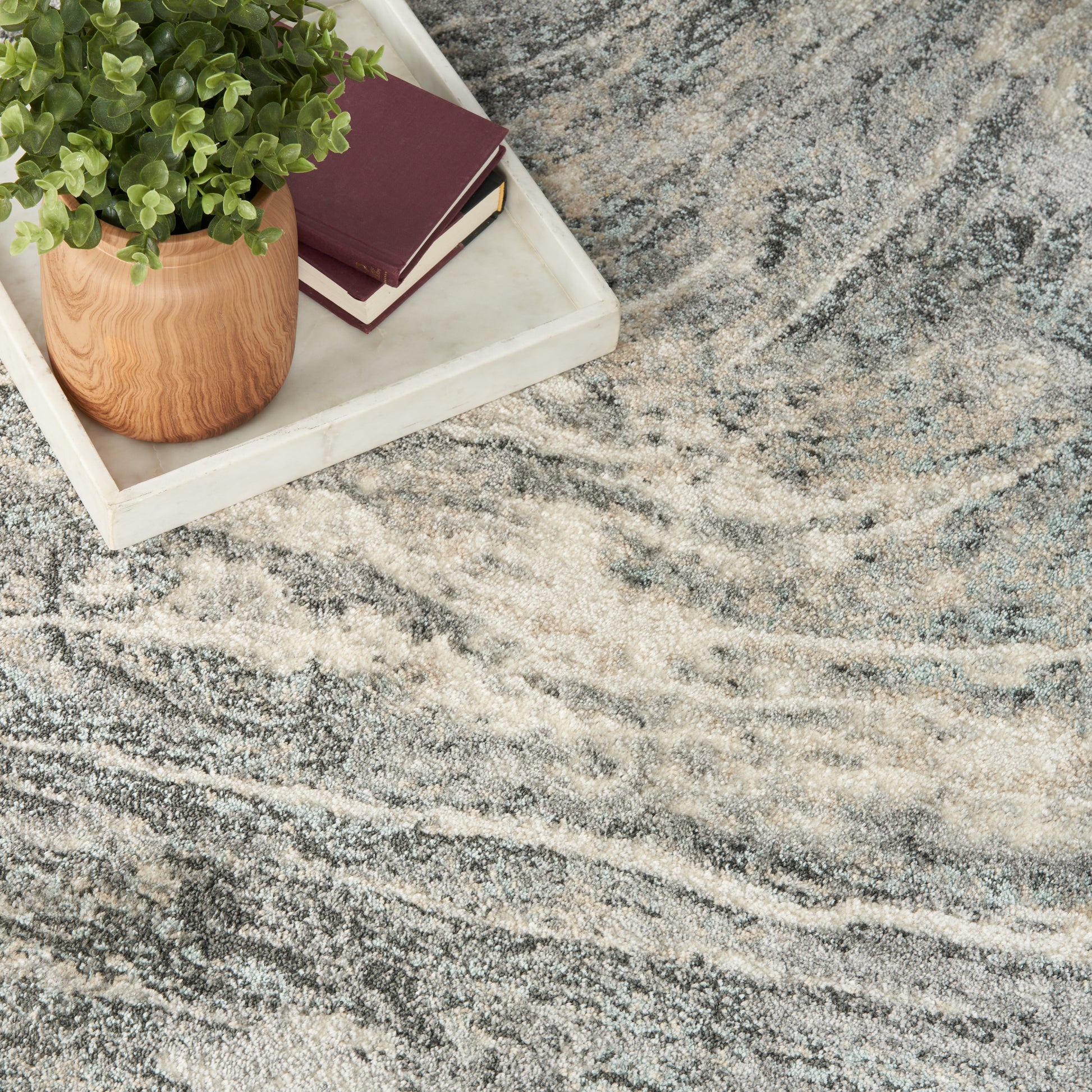 Nourison Home Marmara  Charcoal Ivory  Contemporary