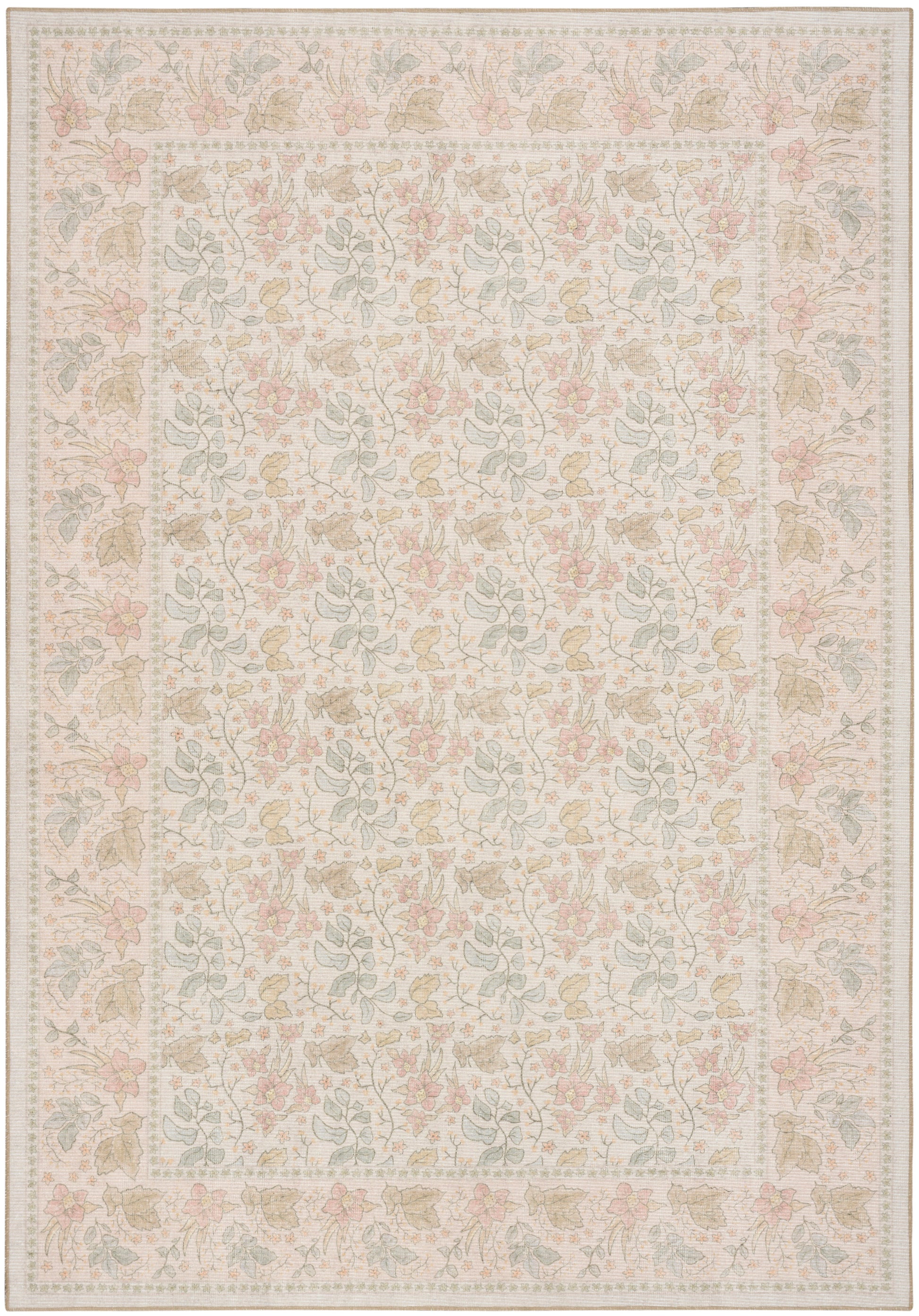Nourison Home Botanical Washables  Beige Multicolor  Contemporary