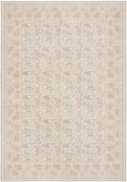 Nourison Home Botanical Washables  Beige Multicolor  Contemporary
