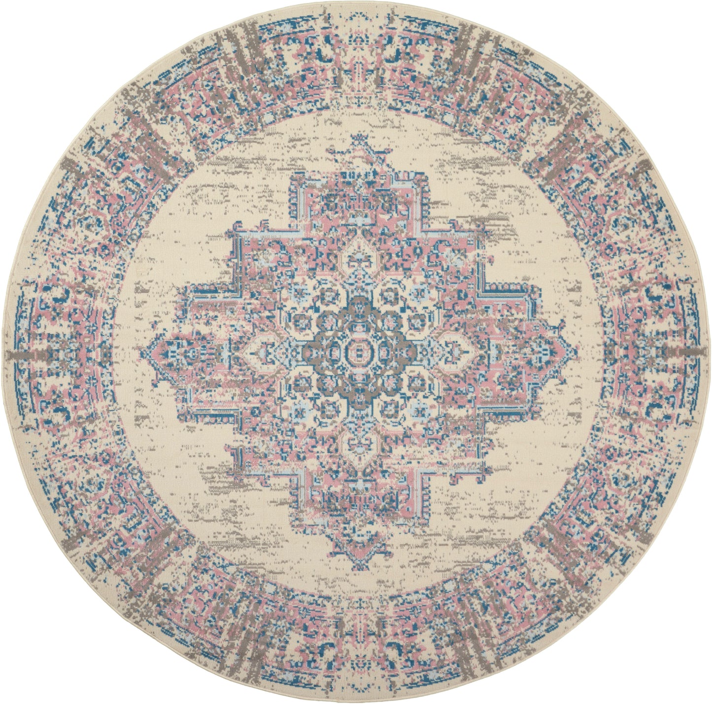 Nourison Home Grafix GRF14 Ivory Pink Transitional Power-loomed Rug