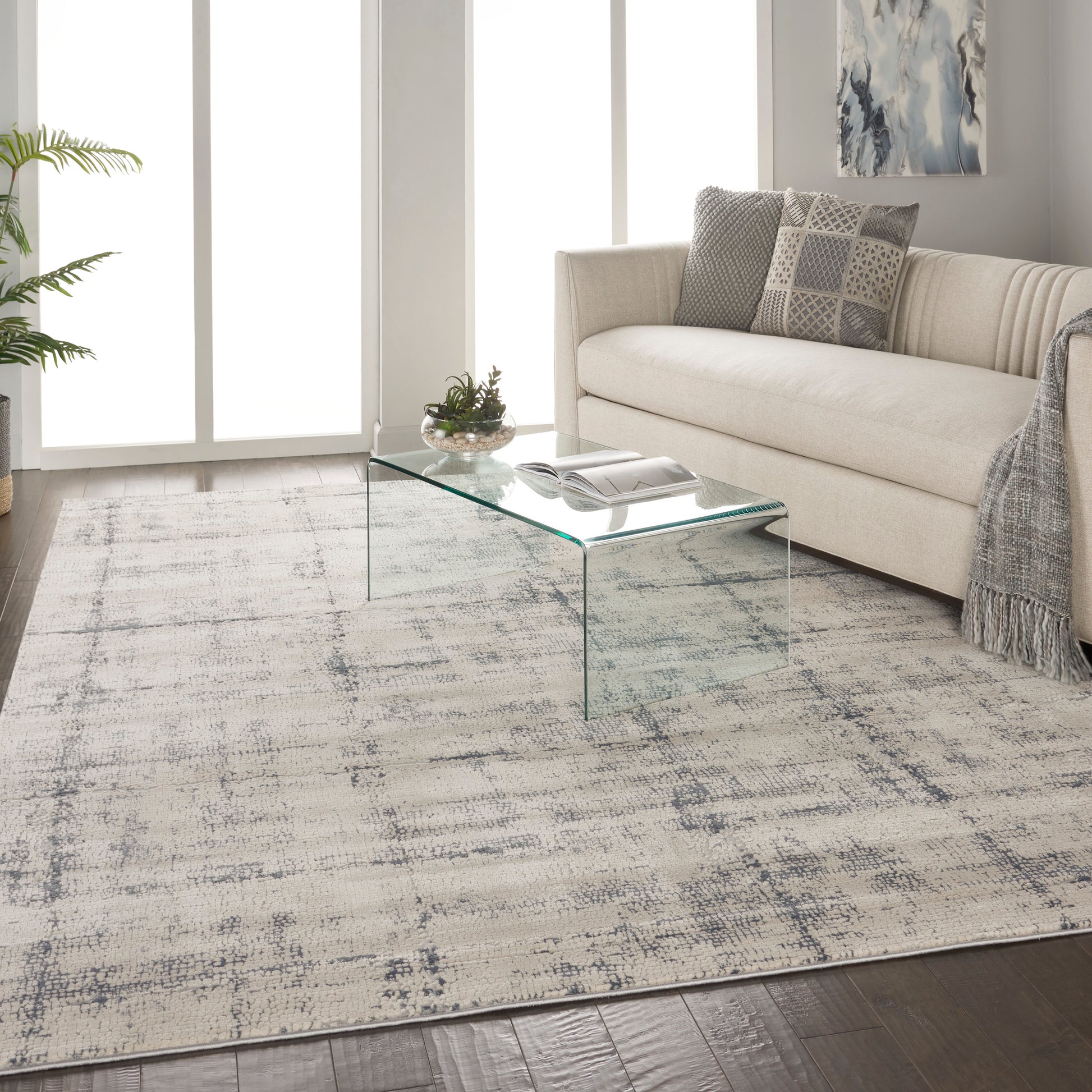 Nourison Home Rustic Textures  Ivory Blue  Contemporary