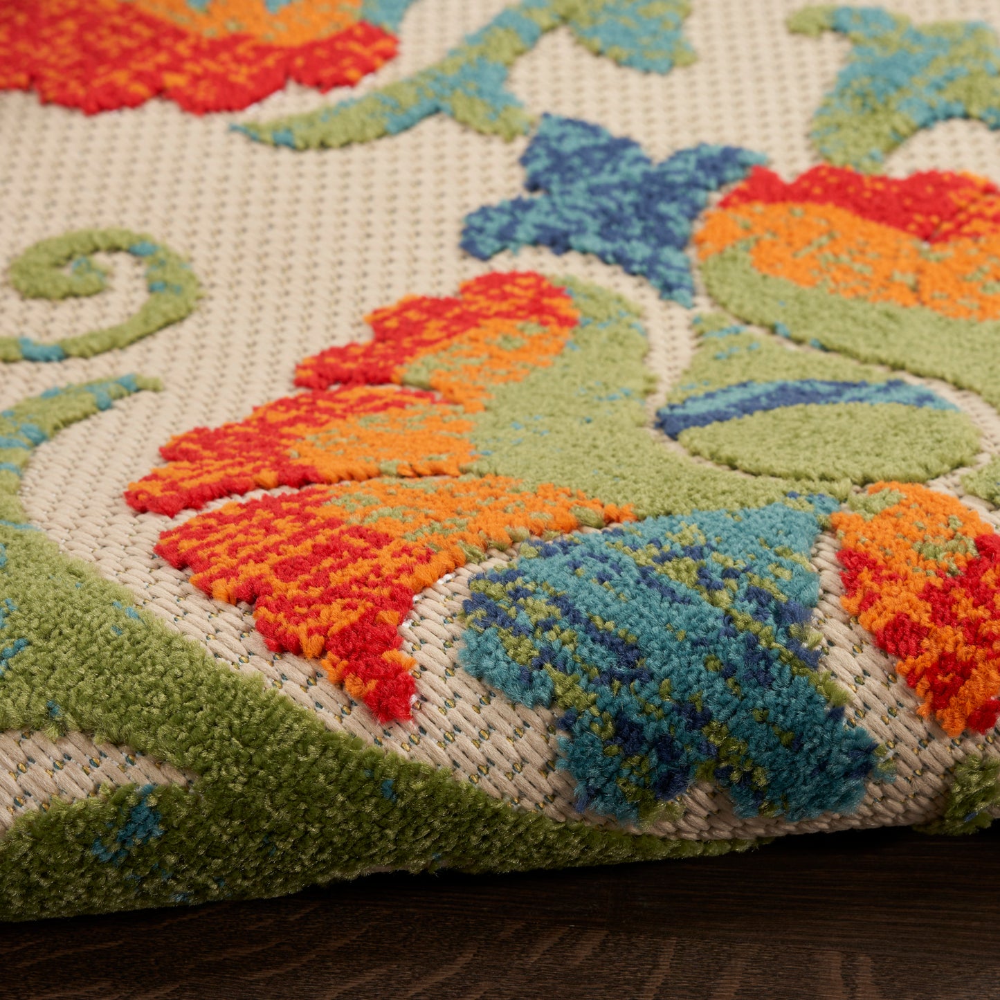 Nourison Home Aloha  Red Multicolor  Contemporary