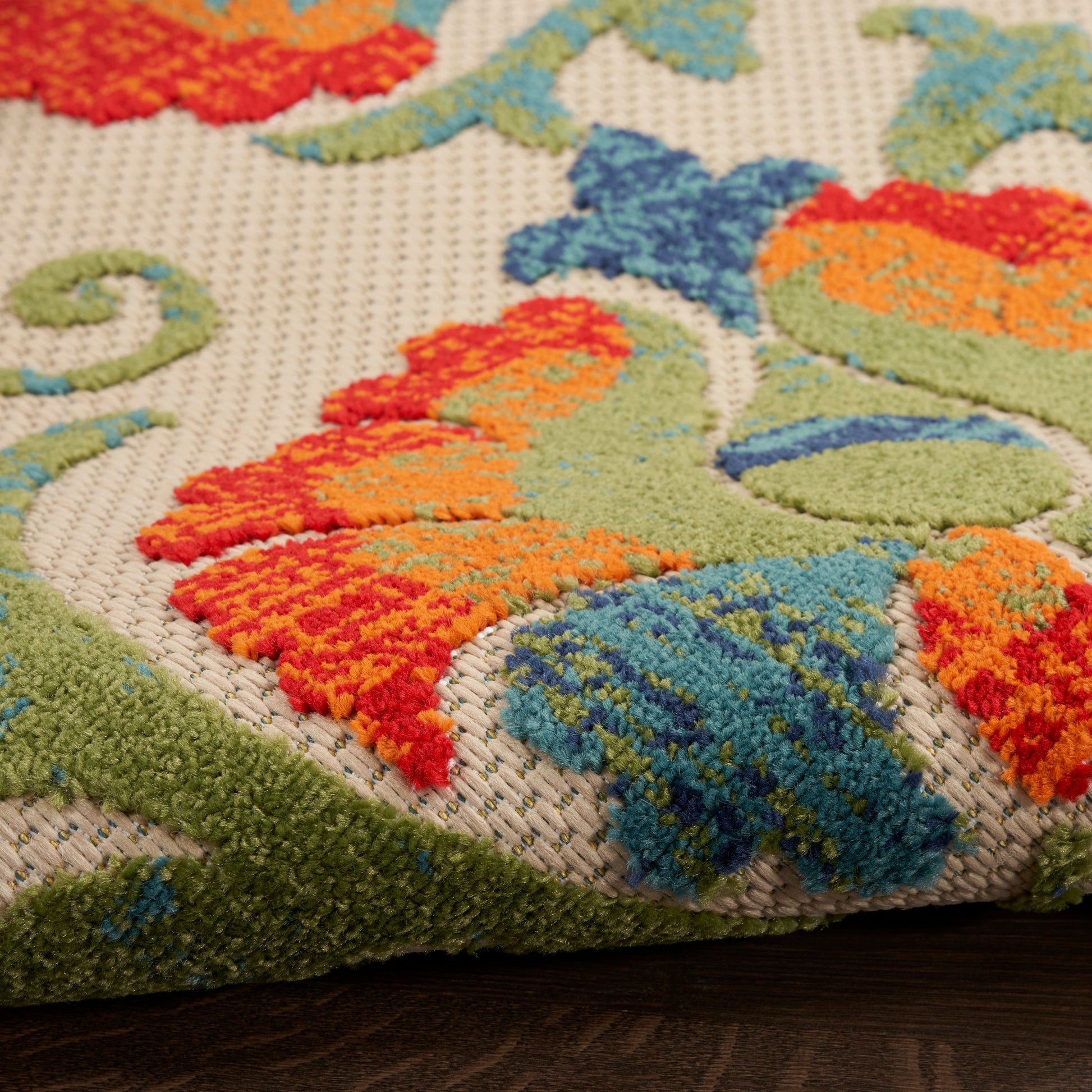 Nourison Home Aloha  Red Multicolor  Contemporary