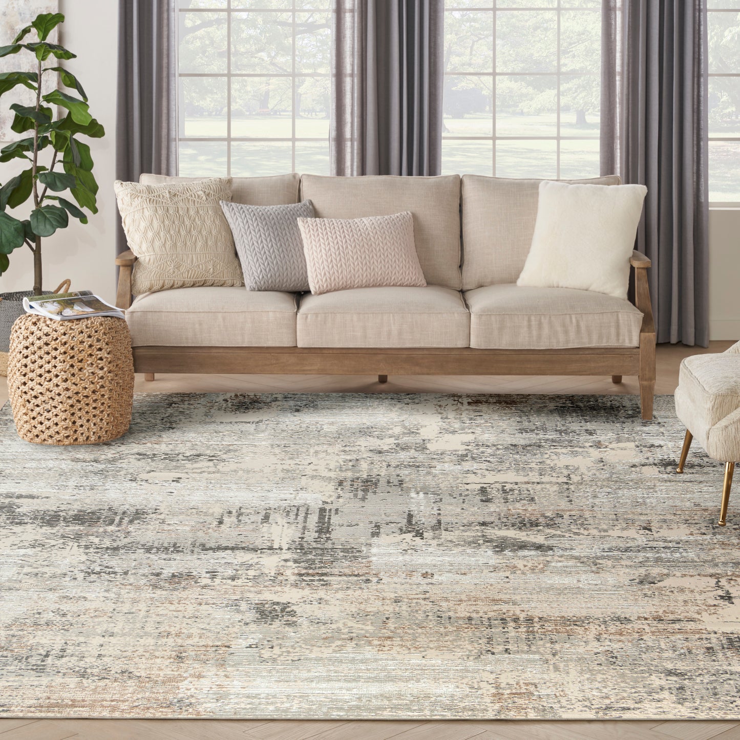 Nourison Home Sustainable Trends  Beige Grey  Contemporary