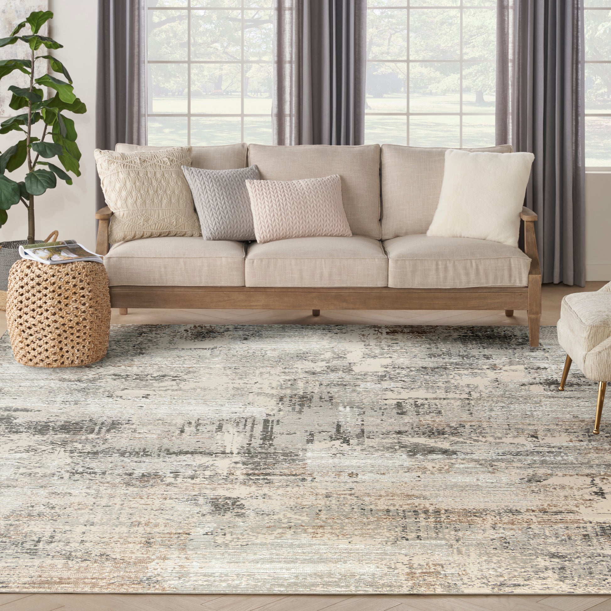 Nourison Home Sustainable Trends  Beige Grey  Contemporary