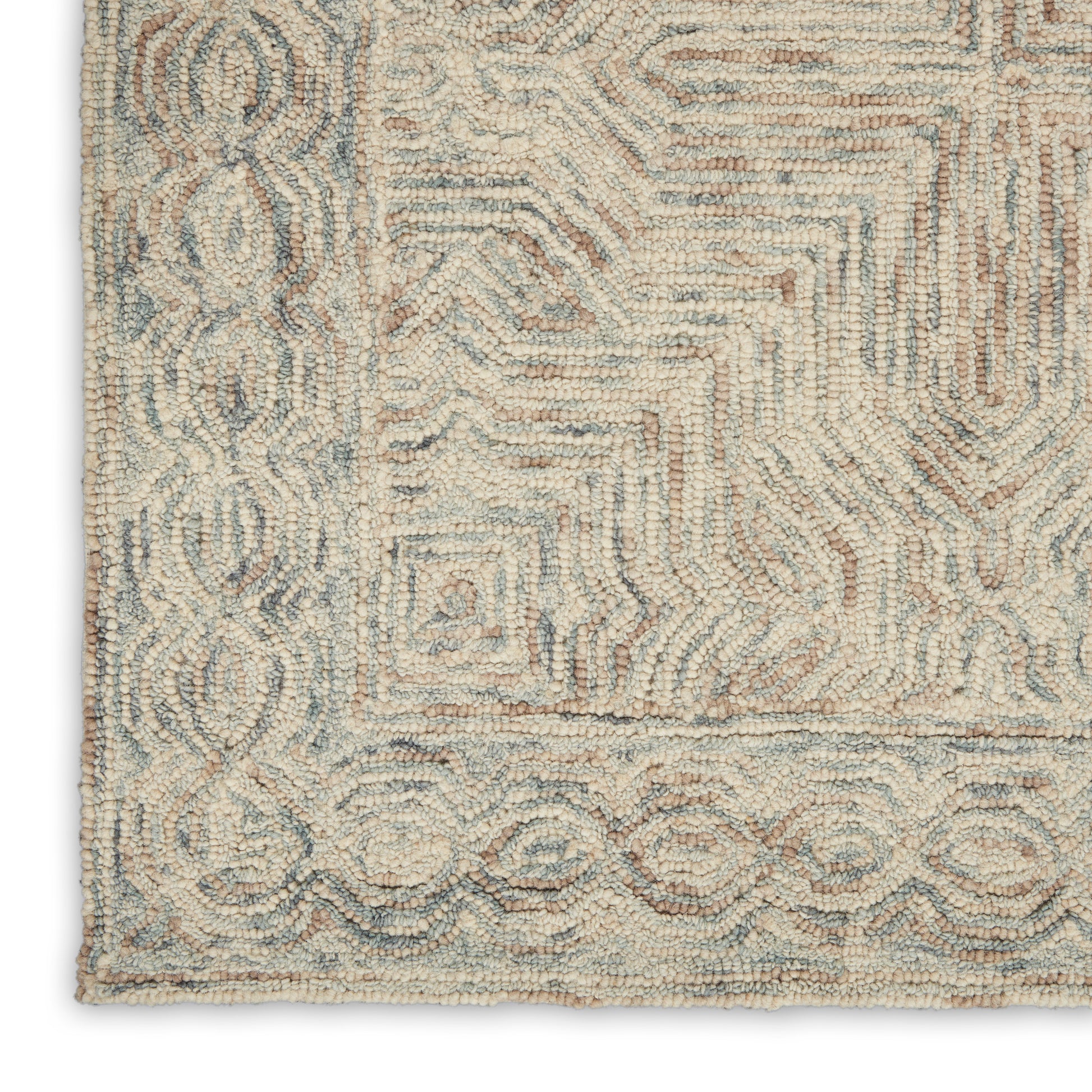 Nourison Home Interlock  Blue Ivory  Contemporary