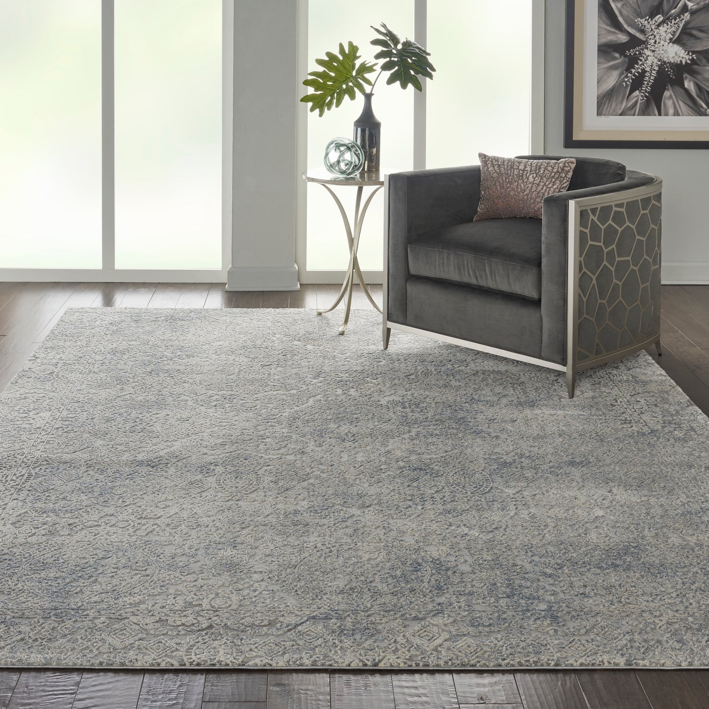 Nourison Home Rustic Textures  Ivory Light Blue  Contemporary