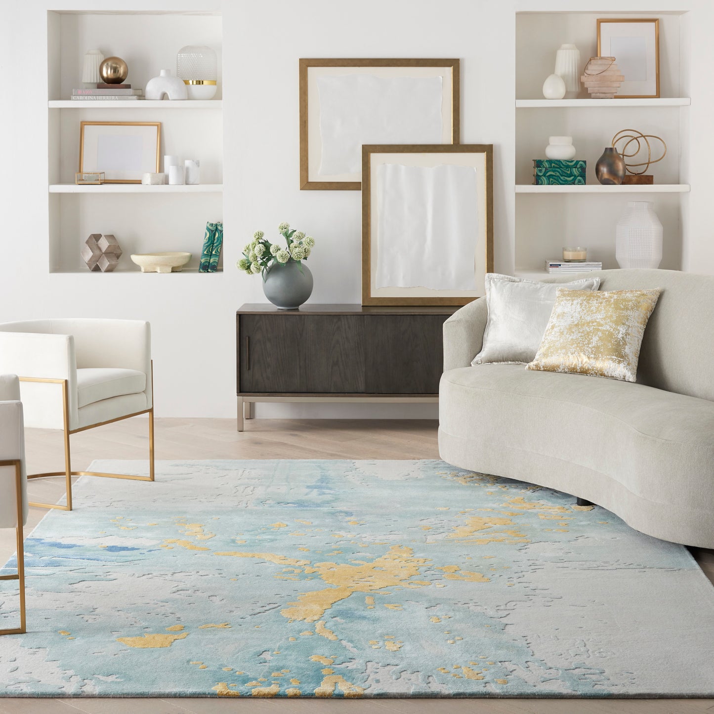 Nourison Home Prismatic  Seafoam Gold  Contemporary