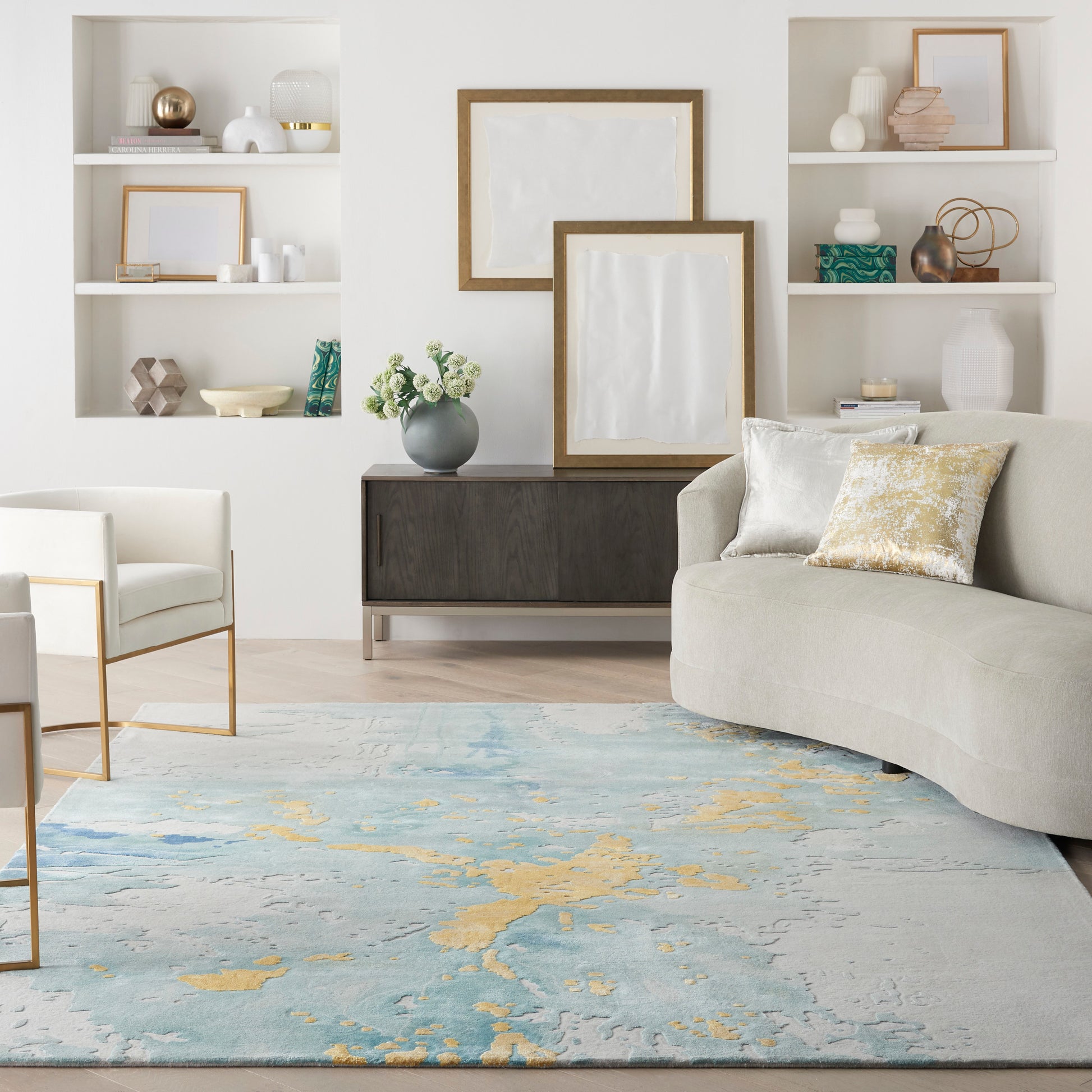 Nourison Home Prismatic  Seafoam Gold  Contemporary