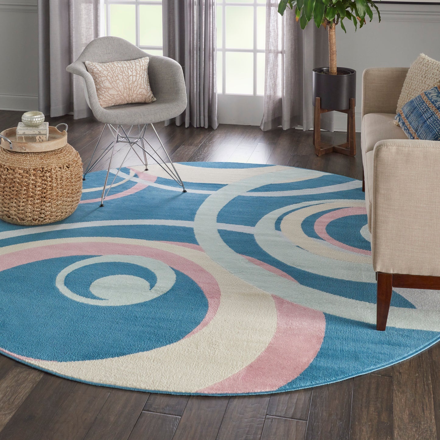 Nourison Home Grafix  Blue Multicolor  Contemporary