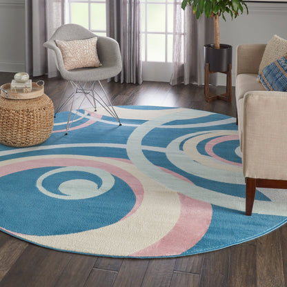 Nourison Home Grafix  Blue Multicolor  Contemporary