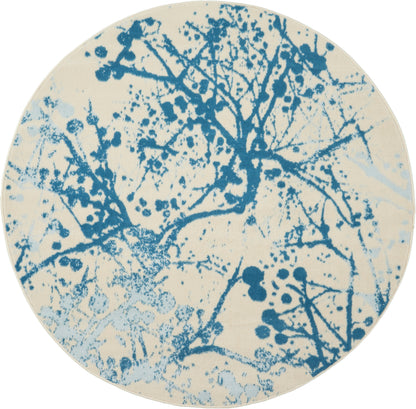 Nourison Home Jubilant JUB12 Ivory Blue Contemporary Power-loomed Rug