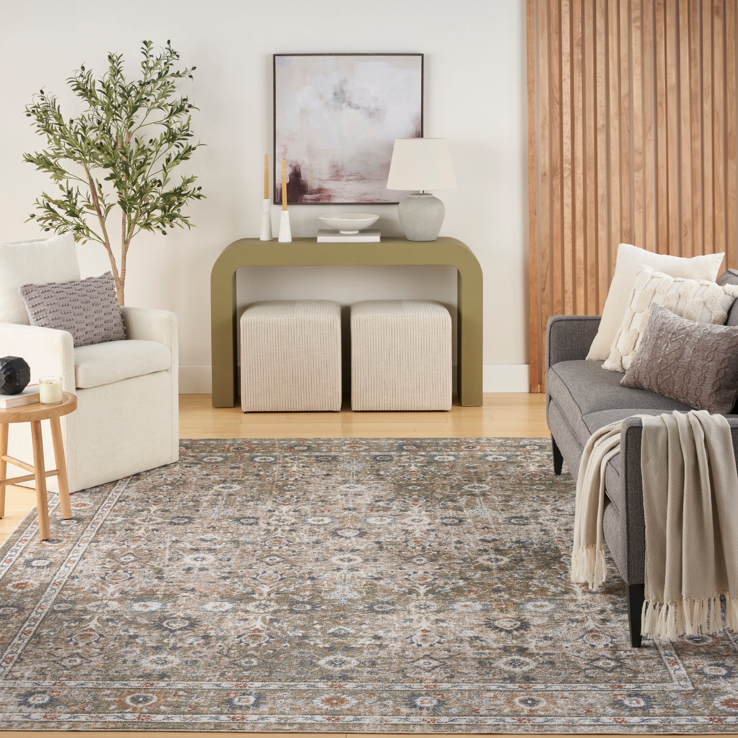 Nourison Home Astra Machine Washable  Gold Grey  Traditional