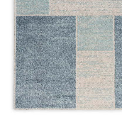 Nourison Home Astra Machine Washable  Blue Ivory  Contemporary