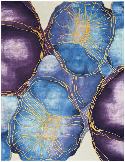Nourison Home Prismatic PRS32 Blue Gold Contemporary Hand Tufted Rug