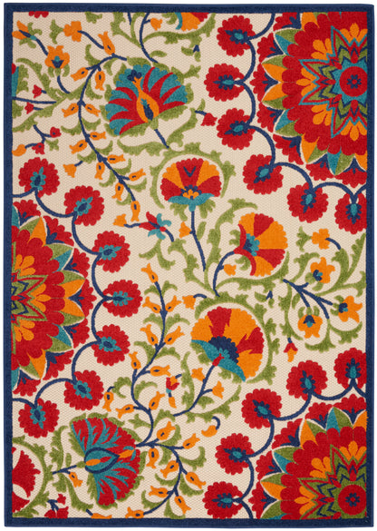 Nourison Home Aloha ALH20 Red Multicolor Contemporary Power-loomed Rugs