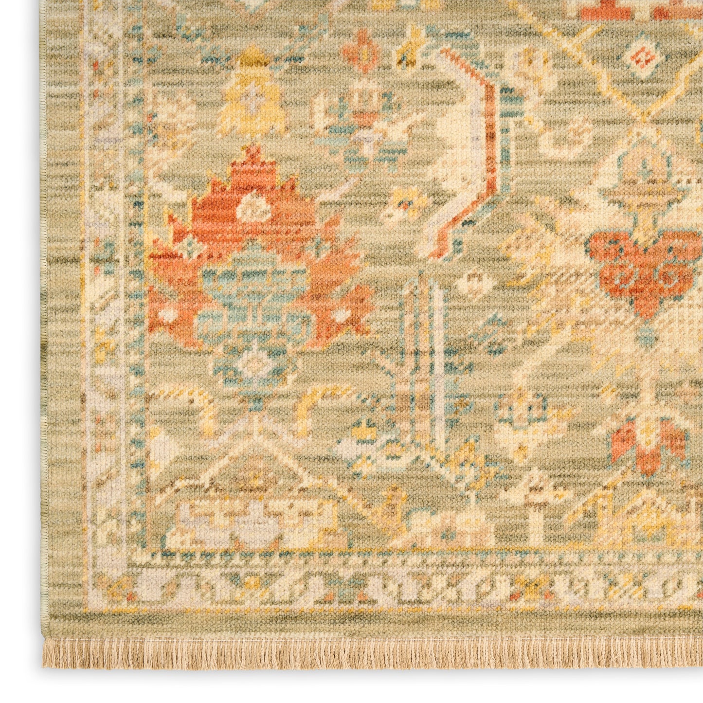 Nourison Home Antique Bloom  Sage Multicolor  Traditional