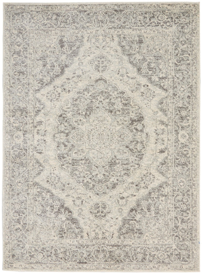 Nourison Home Tranquil TRA05 Ivory Grey Traditional Power-loomed Rug