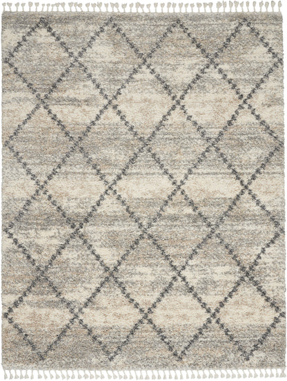 Nourison Home Oslo Shag OSL01 Ivory Grey Contemporary Power-loomed Rug