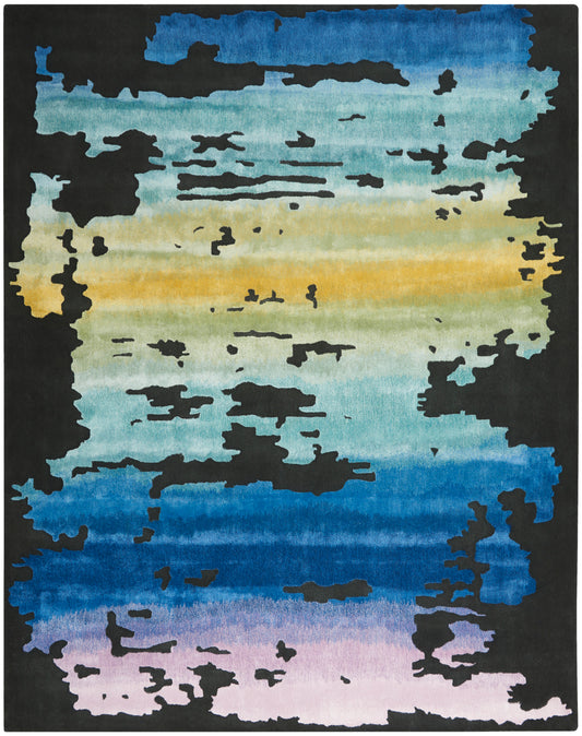 Nourison Home Prismatic  Black Multicolor  Contemporary