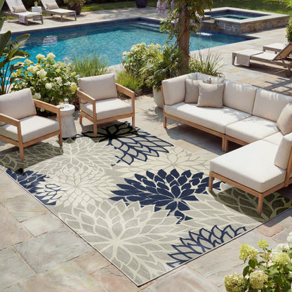 Nourison Home Aloha  Ivory Navy  Contemporary