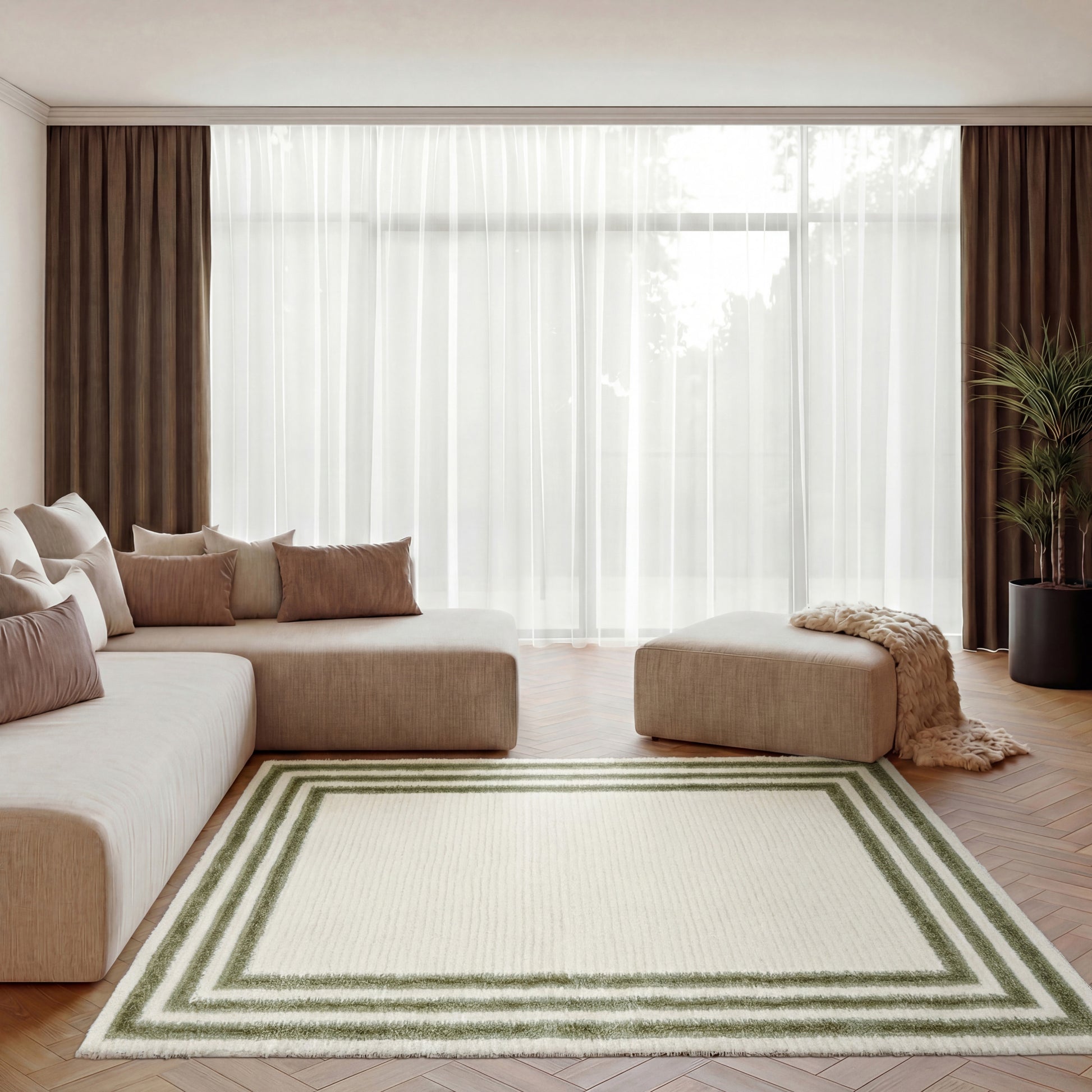 Nourison Home Pacific Shag  Ivory Green  Contemporary