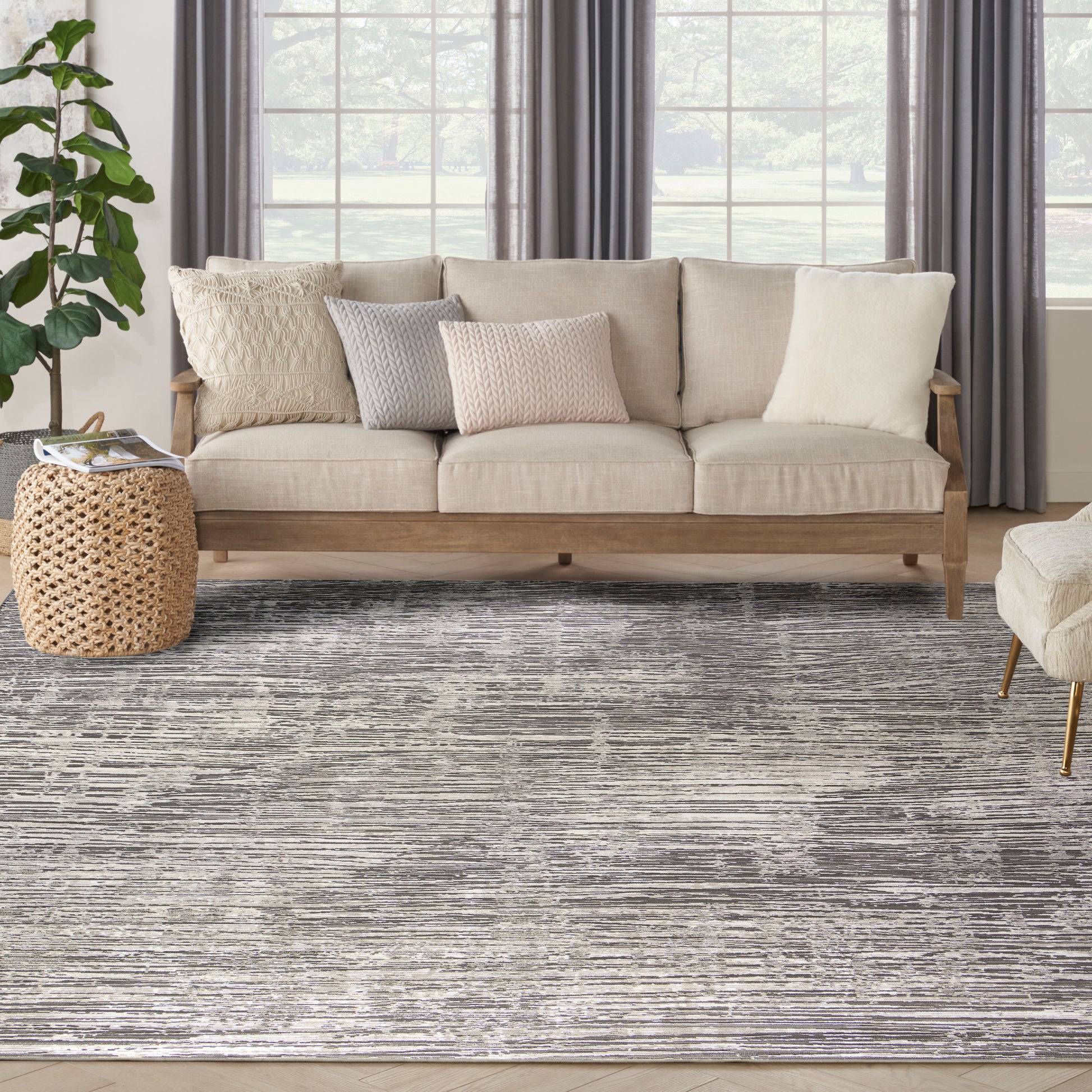 Nourison Home Sustainable Trends  Ivory Grey  Contemporary