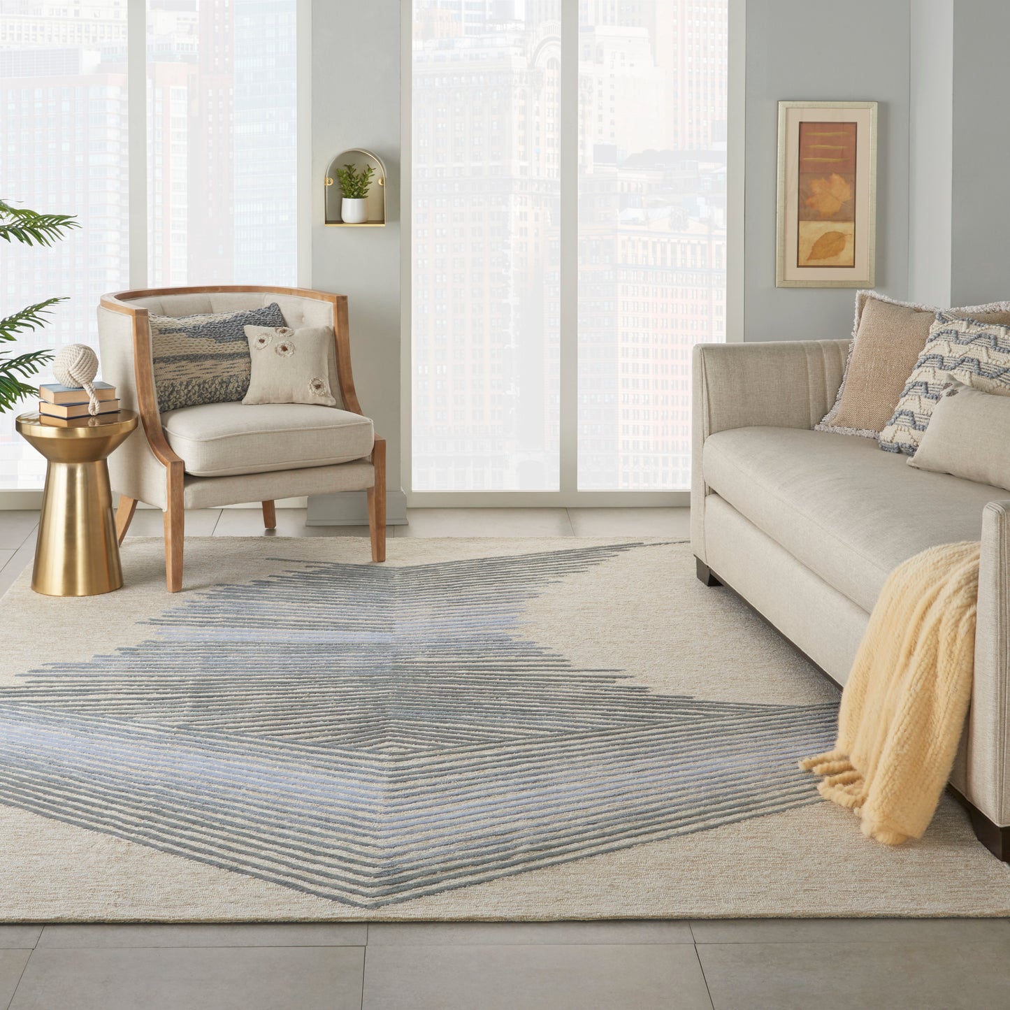 Nourison Home Symmetry  Ivory Grey  Contemporary