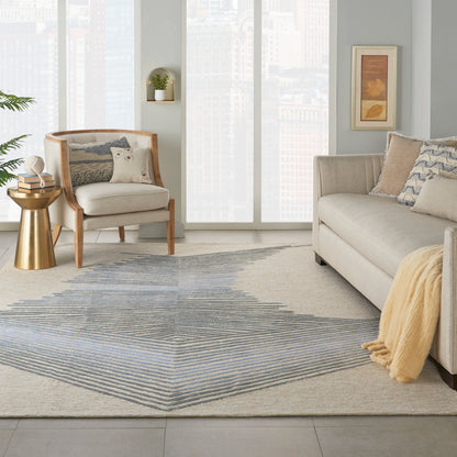 Nourison Home Symmetry  Ivory Grey  Contemporary