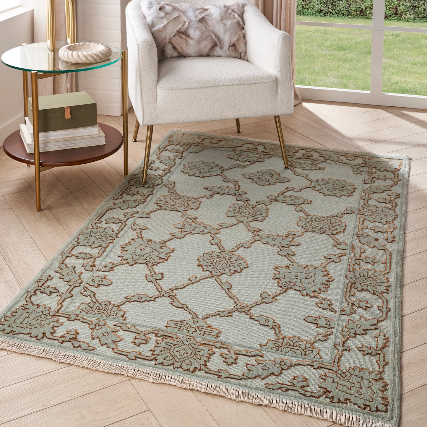 Nourison Home Silk Pointe  Aqua  Traditional