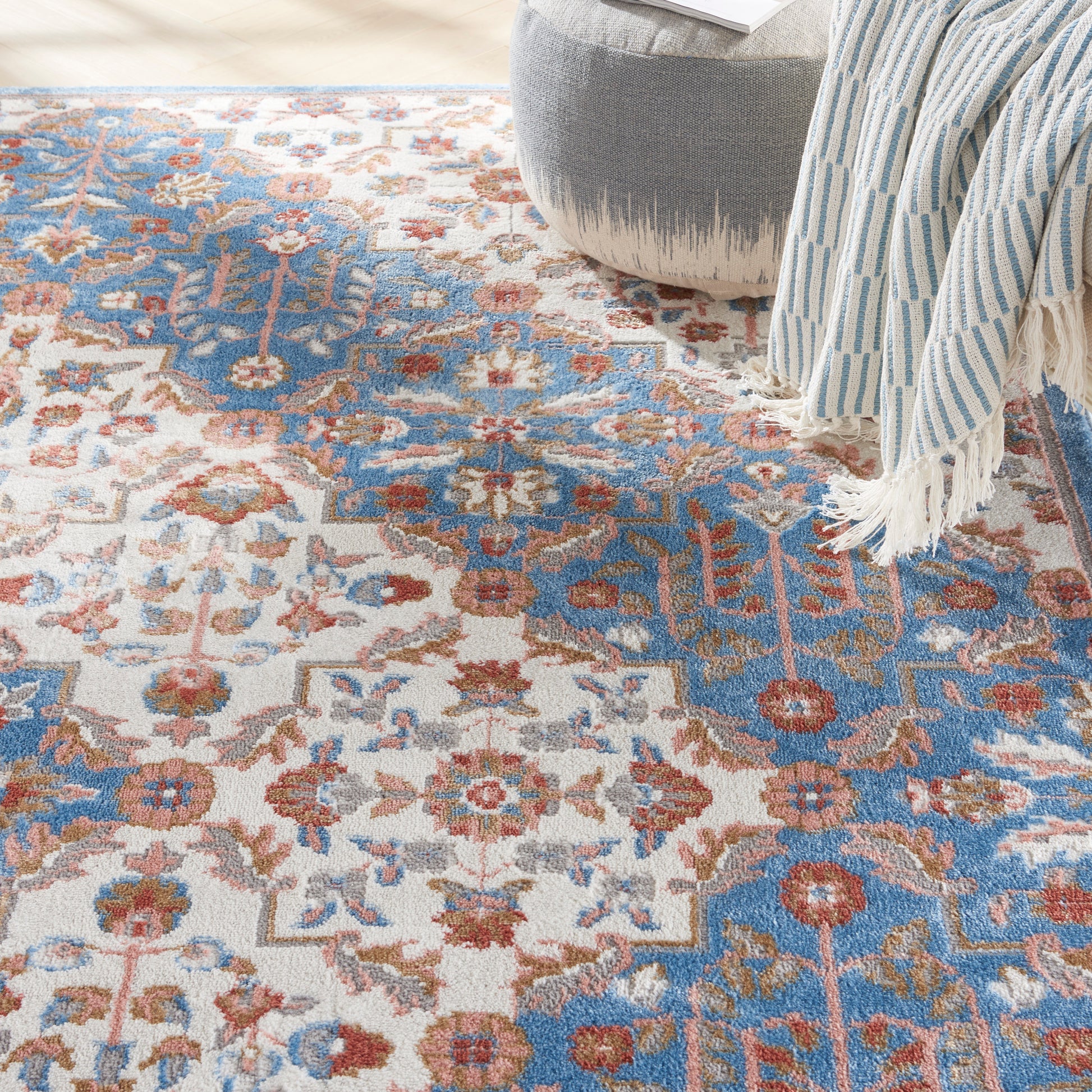 Nourison Home Elation  Ivory Blue  Traditional