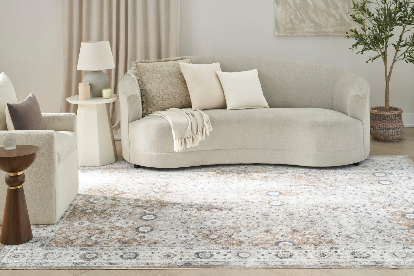 Nourison Home Astra Machine Washable  Silver Taupe  Traditional