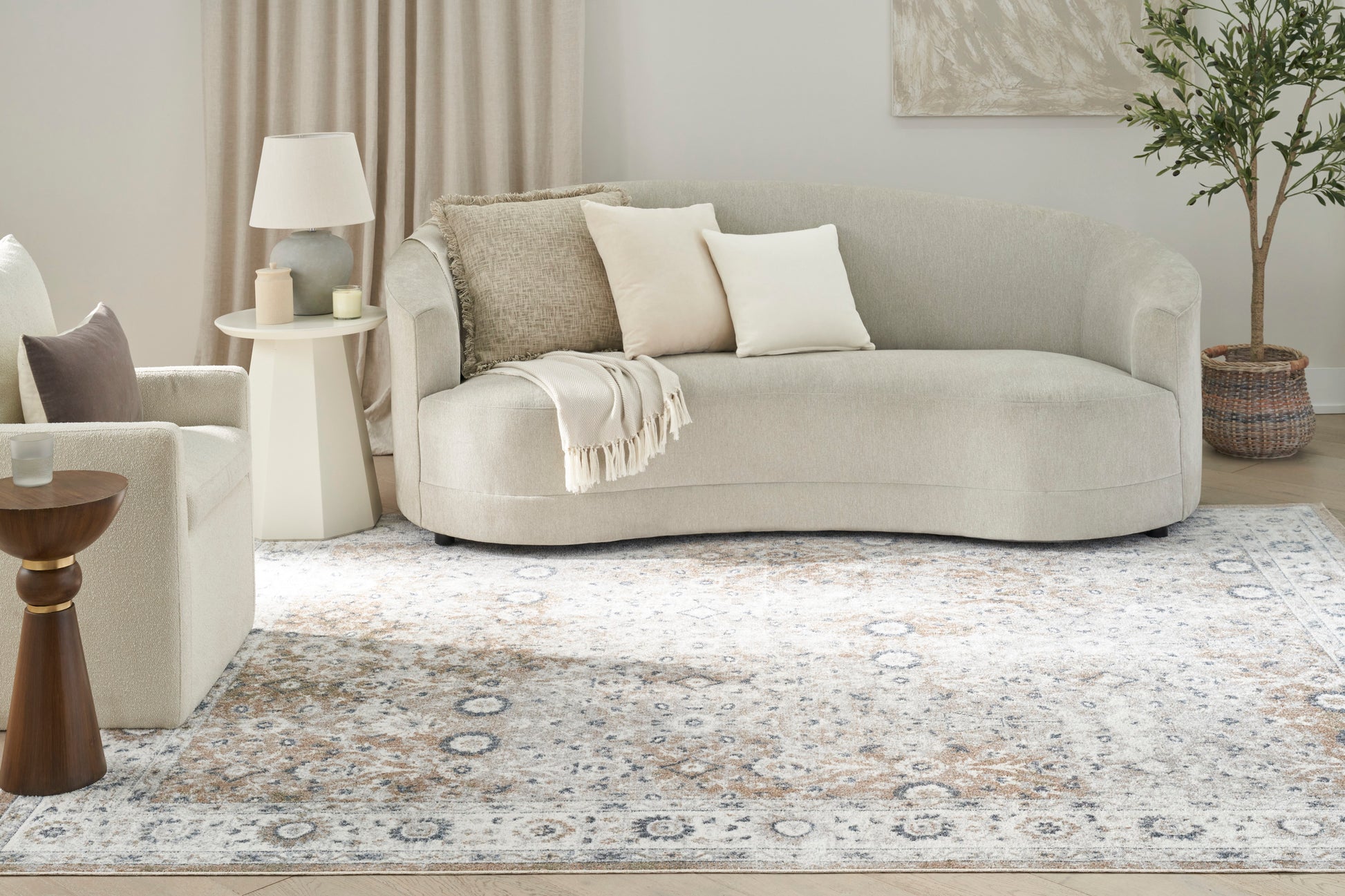 Nourison Home Astra Machine Washable  Silver Taupe  Traditional