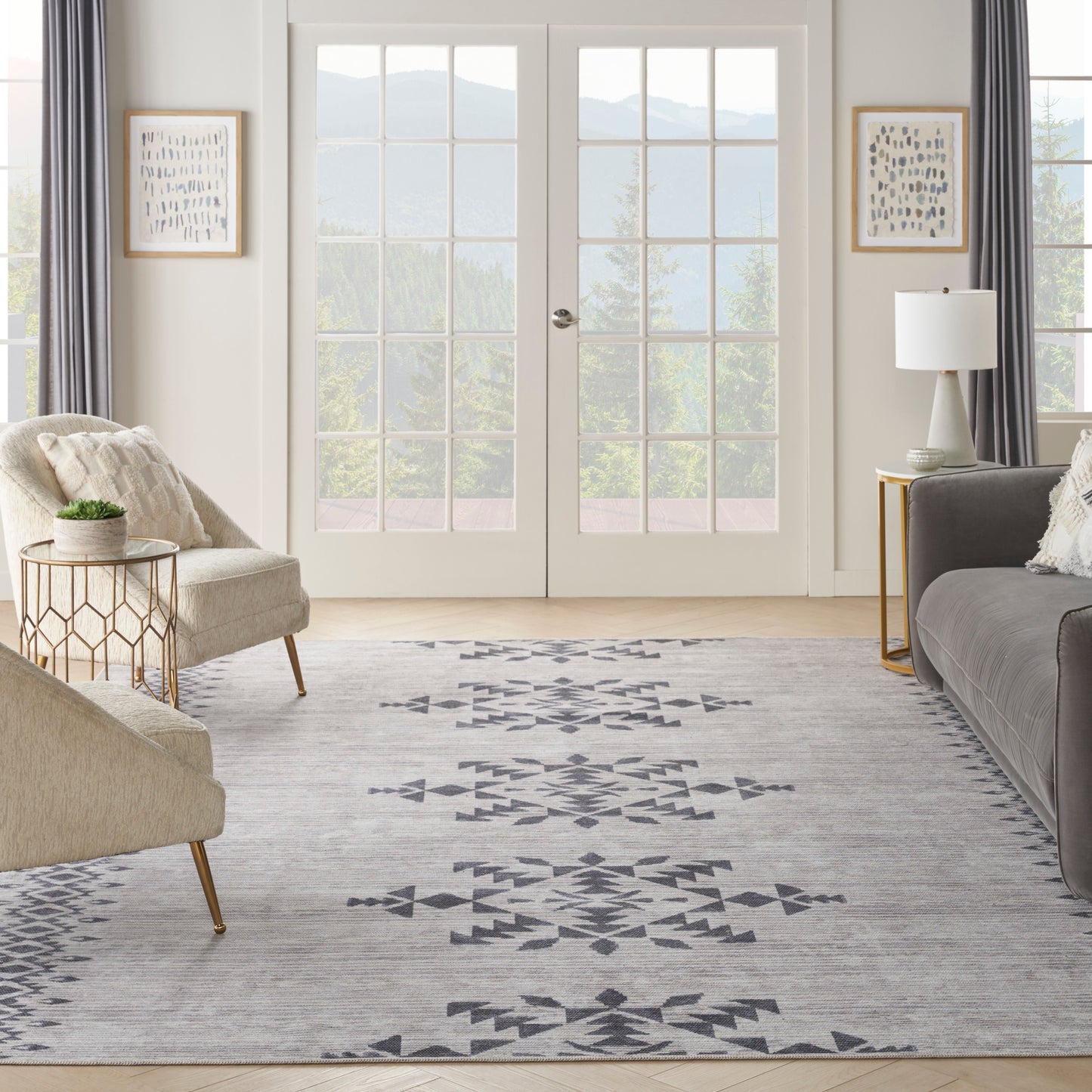 Nourison Home New Concept Washables  Ivory Charcoal  Contemporary