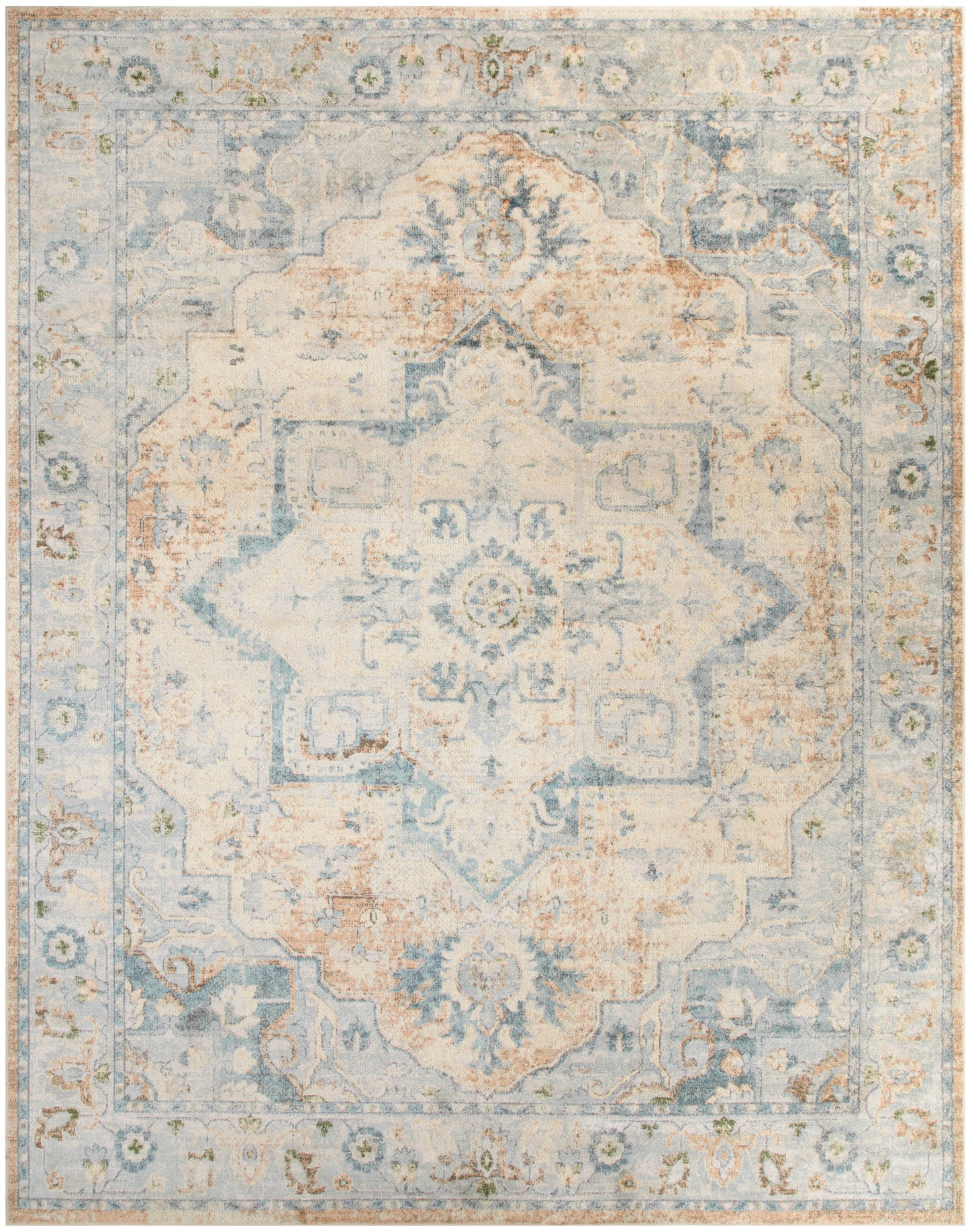 Nourison Home Astra Machine Washable ASW12 Beige Blue Traditional Power-loomed Rug