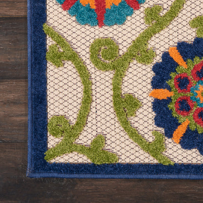 Nourison Home Aloha  Blue Multicolor  Contemporary