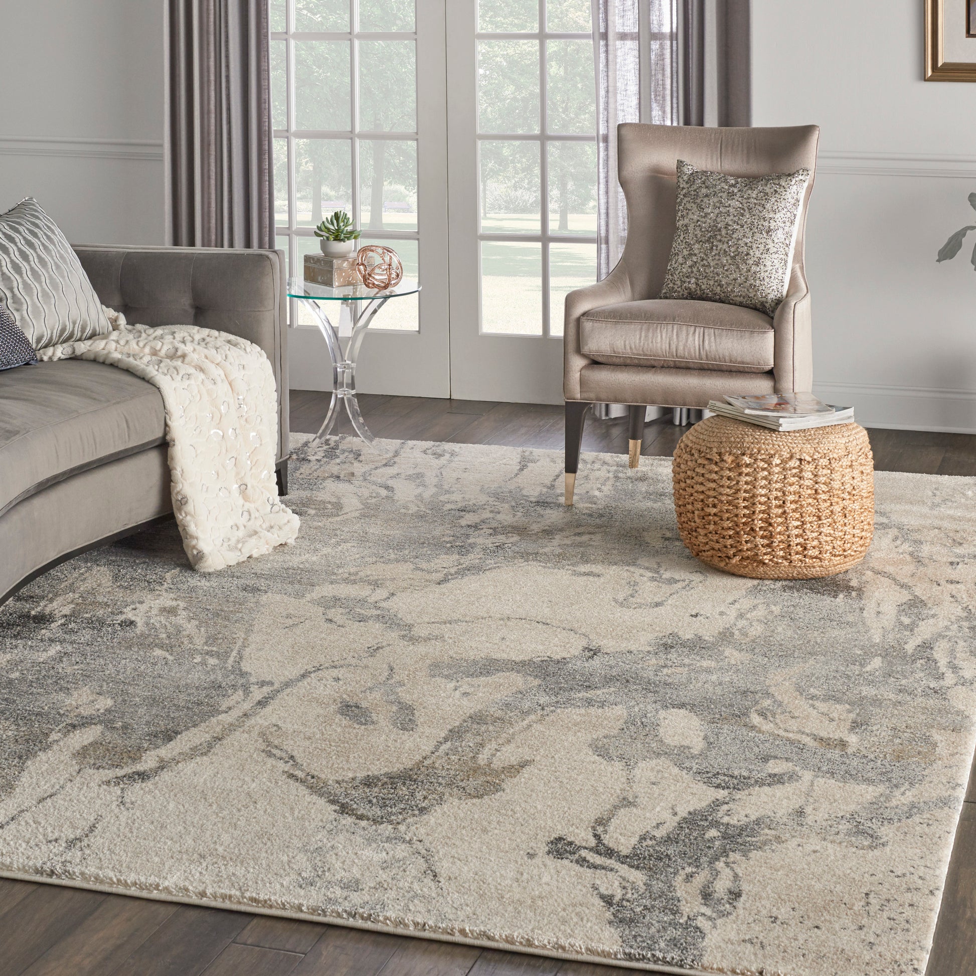Nourison Home Fusion  Cream Grey  Contemporary