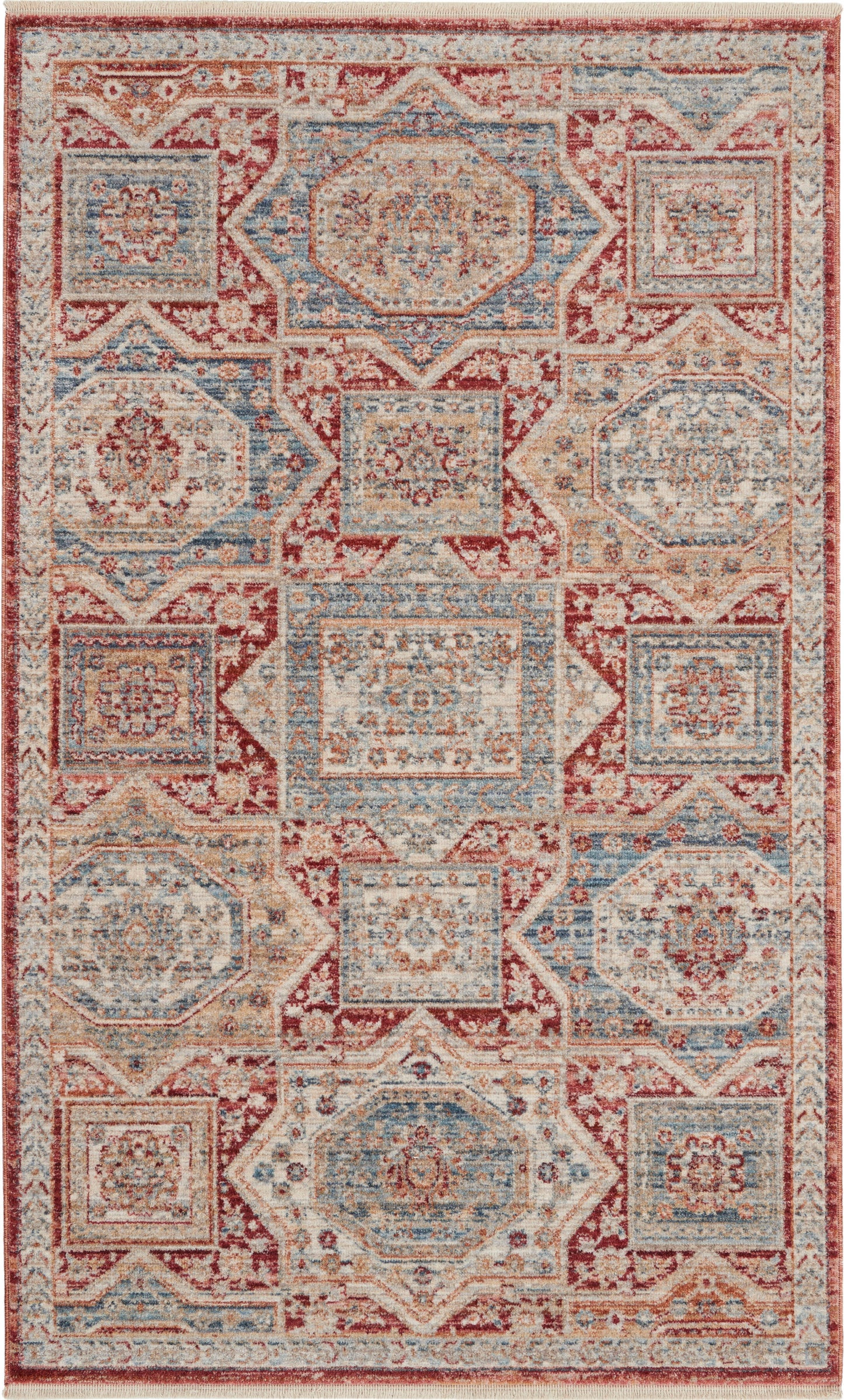 Nourison Home Homestead HMS02 Blue Brick Traditional Power-loomed Rug