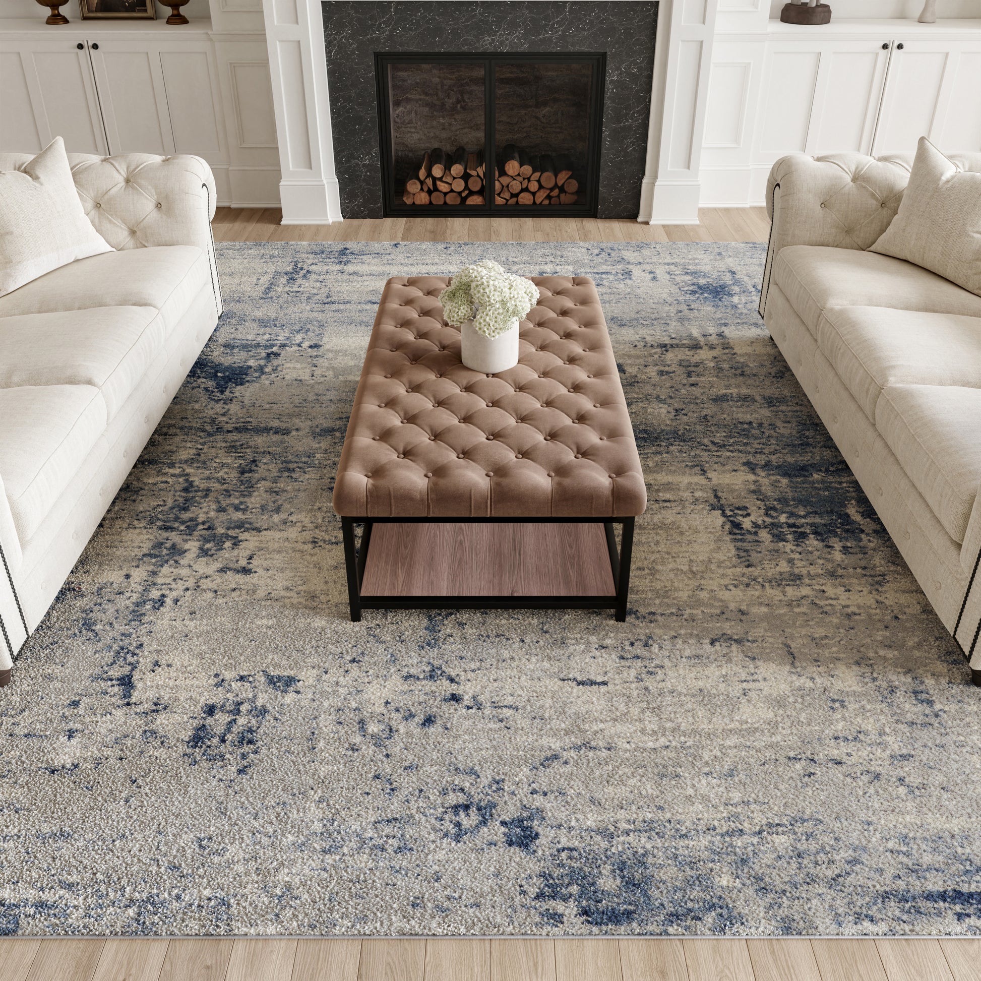 Nourison Home Rustic Textures  Ivory Blue  Contemporary