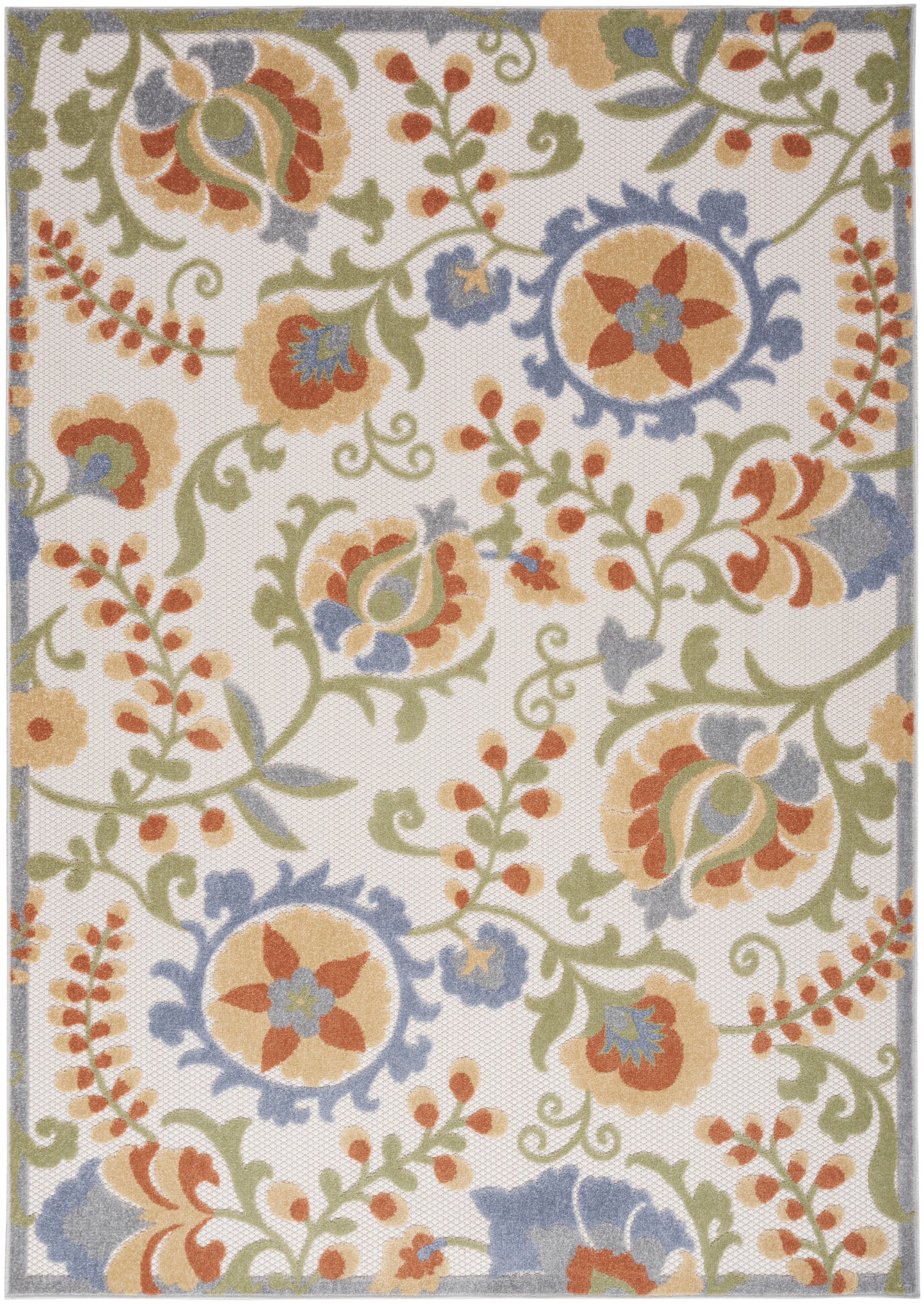 Nourison Home Aloha ALH17 Ivory Blue Contemporary Power-loomed Rugs