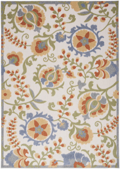 Nourison Home Aloha ALH17 Ivory Blue Contemporary Power-loomed Rugs
