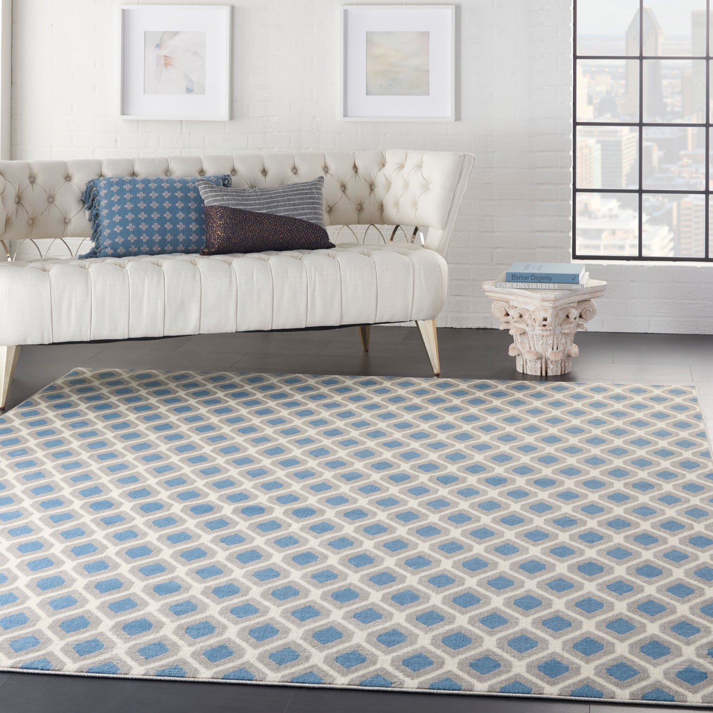 Nourison Home Grafix  Blue  Contemporary