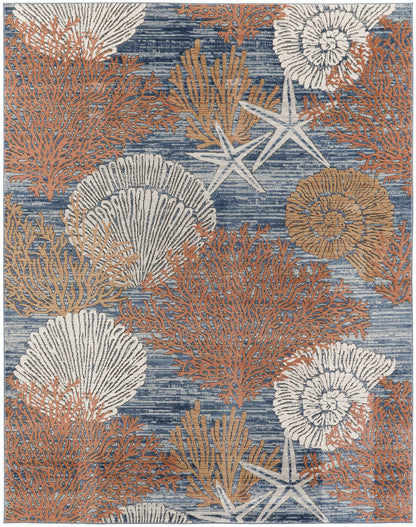 Nourison Home Seaside SDS04 Blue Multicolor Contemporary Power-loomed Rug