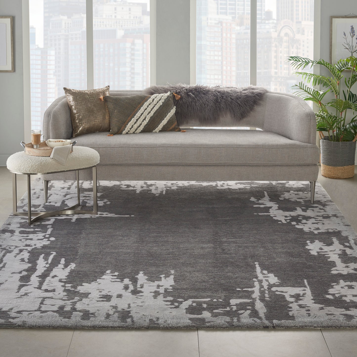 Nourison Home Symmetry  Grey Beige  Contemporary