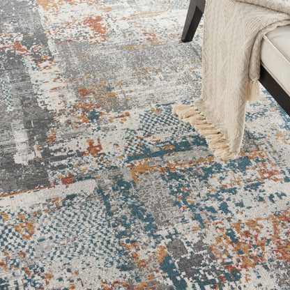 Nourison Home Tangra  Grey Multicolor  Contemporary