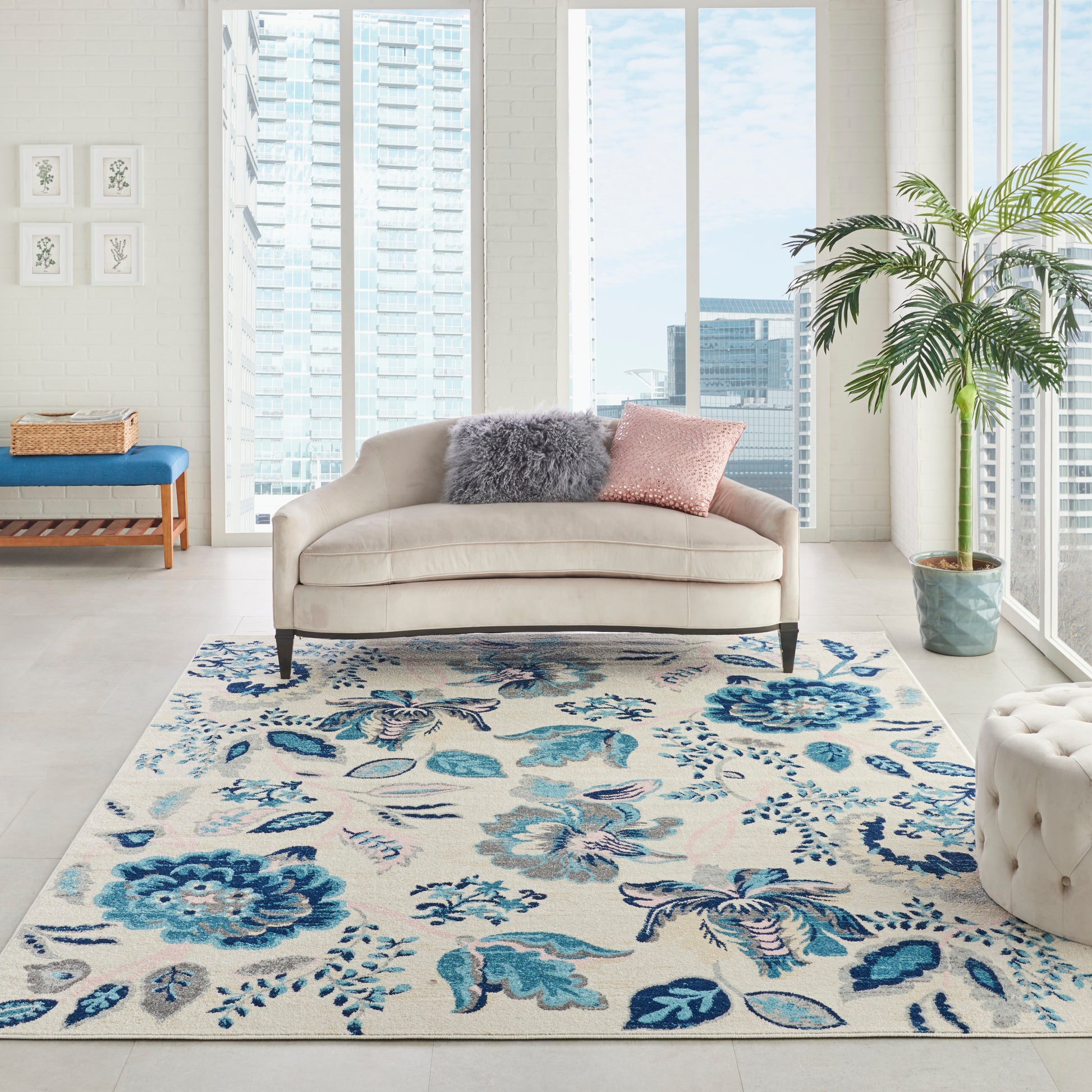 Nourison Home Tranquil  Ivory Light Blue  Contemporary