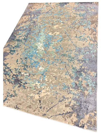 Artisan Mary Silver Blue Contemporary Knotted Rug - Rugs - Artisan - Atlanta Designer Rugs