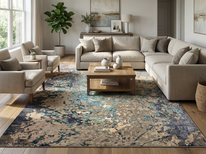 Artisan Mary Silver Blue Contemporary Knotted Rug